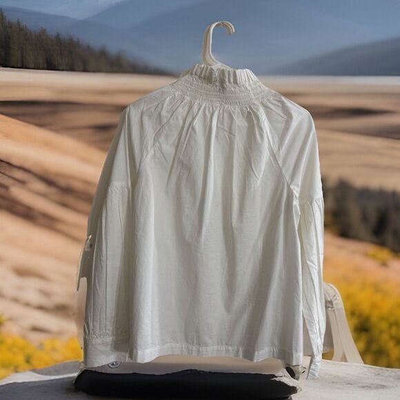 NWT  Chic Gap Ruffle collar  Pleated Sleeves Babydoll Style Shirt Cotton SIZE XS - Picture 8 of 8